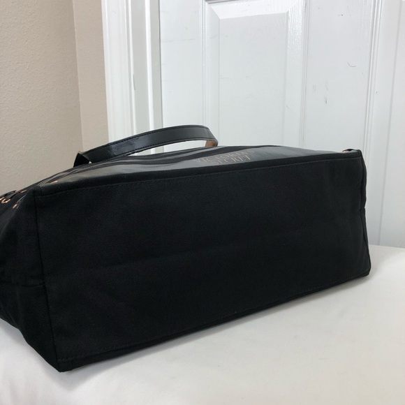 Victorias Secret Canvas Weekender Travel Large Zipper Tote Bag Rose Gold Detail - Picture 6 of 16